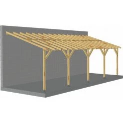 JARDINATOIRE Toit De Terrasse |8x3| - Pente 30% - Bois Massif - Durable |+ Vis & Pieds De Poteaux Réglables
