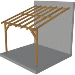 JARDINATOIRE Toit De Terrasse |3x3| - Pente 30% - Bois Massif Traité CL3 Marron - Durable |Sans La Visserie Et Sans Les Pieds De Poteaux
