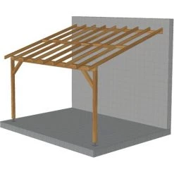 JARDINATOIRE Toit De Terrasse |4x3| - Pente 30% - Bois Massif Traité CL3 Marron - Durable |+ Vis