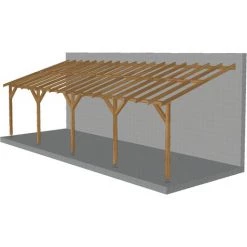 JARDINATOIRE Toit De Terrasse |9x3| - Pente 30% - Bois Massif Traité CL3 Marron - Durable |+ Vis