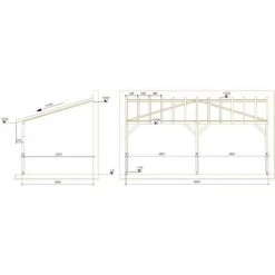 JARDINATOIRE Toit De Terrasse |6x3| - Tuilable Pente 30% - Bois Massif - Robuste |+ Vis & Pieds De Poteaux Réglables -Tente de réception Soldes 18177300 5