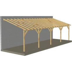 JARDINATOIRE Toit De Terrasse |9x3| - Tuilable Pente 30% - Bois Massif - Robuste |+ Vis & Pieds De Poteaux Réglables