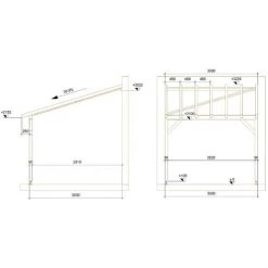 JARDINATOIRE Toit De Terrasse |3x3| - Tuilable Pente 30% - Bois Massif Traité CL3 Marron - Robuste |Sans La Visserie Et Sans Les Pieds De Poteaux -Tente de réception Soldes 18177310 5