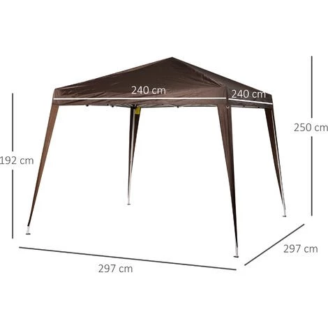 Outsunny Tonnelle Barnum De Jardin Pop-up Pliant 3L X 3l X 2,4H M Acier Polyester Imperméabilisé Anti UV Avec Sac De Transport Chocolat 5 Outsunny Tonnelle Barnum De Jardin Pop-up Pliant 3L X 3l X 2,4H M Acier Polyester Imperméabilisé Anti UV Avec Sac De Transport Chocolat - Image 3