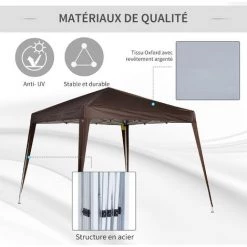 Outsunny Tonnelle Barnum De Jardin Pop-up Pliant 3L X 3l X 2,4H M Acier Polyester Imperméabilisé Anti UV Avec Sac De Transport Chocolat 10 Outsunny Tonnelle Barnum De Jardin Pop-up Pliant 3L X 3l X 2,4H M Acier Polyester Imperméabilisé Anti UV Avec Sac De Transport Chocolat -Tente de réception Soldes 18252947 4