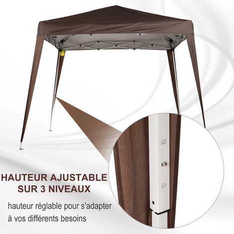 Outsunny Tonnelle Barnum De Jardin Pop-up Pliant 3L X 3l X 2,4H M Acier Polyester Imperméabilisé Anti UV Avec Sac De Transport Chocolat 7 Outsunny Tonnelle Barnum De Jardin Pop-up Pliant 3L X 3l X 2,4H M Acier Polyester Imperméabilisé Anti UV Avec Sac De Transport Chocolat - Image 5