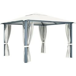 VidaXL Tonnelle Avec Rideau 300x300 Cm Crème Aluminium - Crème 10 VidaXL Tonnelle Avec Rideau 300x300 Cm Crème Aluminium - Crème -Tente de réception Soldes 18426125 4