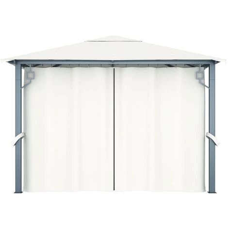 VidaXL Tonnelle Avec Rideau 300x300 Cm Crème Aluminium - Crème 7 VidaXL Tonnelle Avec Rideau 300x300 Cm Crème Aluminium - Crème - Image 5