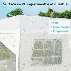 COSTWAY Tente De Réception Taille 3 X 9M Inclus 6 Murs Amovibles Avec Fenêtre 2 Entrées De Porte Pour Fête, Barbecue, Mariage Etc. -Tente de réception Soldes 18442958 2
