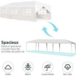 COSTWAY Tente De Réception Taille 3 X 9M Inclus 6 Murs Amovibles Avec Fenêtre 2 Entrées De Porte Pour Fête, Barbecue, Mariage Etc. -Tente de réception Soldes 18442958 3