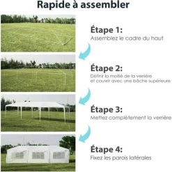 COSTWAY Tente De Réception Taille 3 X 9M Inclus 6 Murs Amovibles Avec Fenêtre 2 Entrées De Porte Pour Fête, Barbecue, Mariage Etc. -Tente de réception Soldes 18442958 4