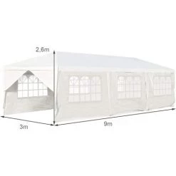COSTWAY Tente De Réception Taille 3 X 9M Inclus 6 Murs Amovibles Avec Fenêtre 2 Entrées De Porte Pour Fête, Barbecue, Mariage Etc. -Tente de réception Soldes 18442958 5