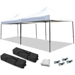 TERRE JARDIN Lot De 2 Tonnelles Barnum Professionnelles 3x3 Pliantes Avec 4 Connecteurs Et 1 Gouttière