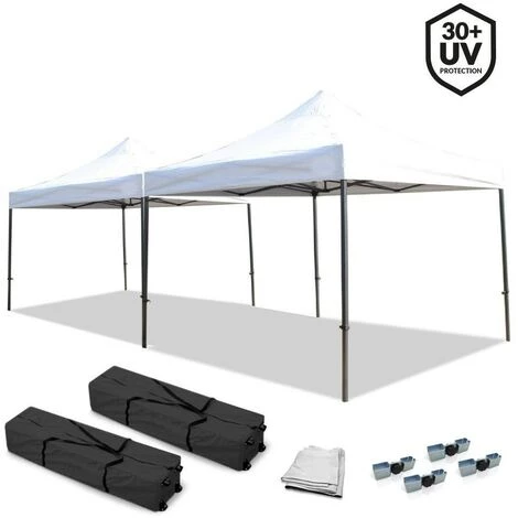 TERRE JARDIN Lot De 2 Tonnelles Barnum Professionnelles 3x3 Pliantes Avec 4 Connecteurs Et 1 Gouttière 4 TERRE JARDIN Lot De 2 Tonnelles Barnum Professionnelles 3x3 Pliantes Avec 4 Connecteurs Et 1 Gouttière – Image 2