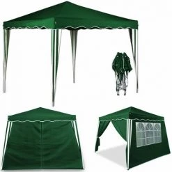 DEUBA Tente Pliante 3x3 M Tonnelle Pavillon Jardin Pliable Vert + Sac De Transport