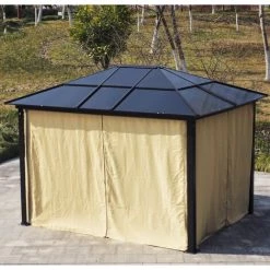 Outsunny Pavillon De Jardin Tonnelle Rigide Dim. 3,6L X 3l X 2,65H M 4 Parois Latérales Anti-UV Beige 4 Moustiquaires Zippées éclairage LED Solaire Alu Polycarbonate Noir Marron - Noir 11 Outsunny Pavillon De Jardin Tonnelle Rigide Dim. 3,6L X 3l X 2,65H M 4 Parois Latérales Anti-UV Beige 4 Moustiquaires Zippées éclairage LED Solaire Alu Polycarbonate Noir Marron - Noir -Tente de réception Soldes 18679931 5