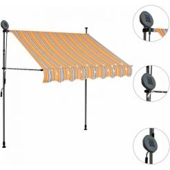 Auvent Manuel Rétractable Avec LED Jaune Et Bleu 150 Cm VidaXL -Tente de réception Soldes 18789900 3