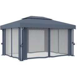 VidaXL Tonnelle Avec Rideau 4x3 M Anthracite Aluminium - Anthracite -Tente de réception Soldes 18796269 4