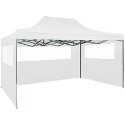 VidaXL Tente Pliable De Réception Avec 3 Parois 3 X 4,5 M Blanc - Blanc