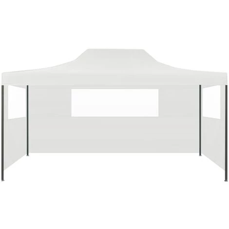 VidaXL Tente Pliable De Réception Avec 3 Parois 3 X 4,5 M Blanc - Blanc 4 VidaXL Tente Pliable De Réception Avec 3 Parois 3 X 4,5 M Blanc - Blanc – Image 2