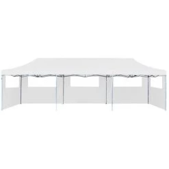 VidaXL Tente De Réception Escamotable Pliable Avec 5 Parois 3x9m Blanc - Blanc -Tente de réception Soldes 18801319 2