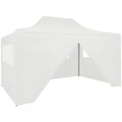 VidaXL Tente De Réception Pliable Avec 4 Parois 3x4 M Acier Blanc - Blanc