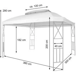 Pergola HHG-610, Pavillon De Jardin Avec Moustiquaire, 3,6x3m ~ Crème -Tente de réception Soldes 18936663 4