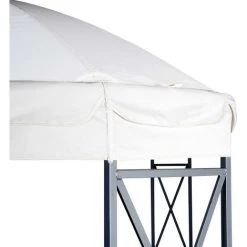 Pergola HHG-610, Pavillon De Jardin Avec Moustiquaire, 3,6x3m ~ Crème -Tente de réception Soldes 18936663 5