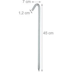 Relaxdays Lot De 10 Sardines De Sol, Long, Stable, Ancres De Sol Pour Tentes XL, Pavillons, Acier, Zingué, 45 Cm, Argent -Tente de réception Soldes 19190935 3