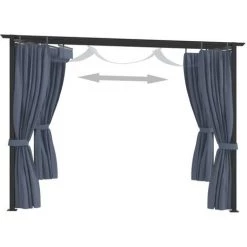 VidaXL Tonnelle Avec Rideaux 3x3 M Anthracite Acier - Anthracite -Tente de réception Soldes 19287668 3