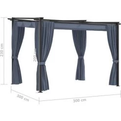 VidaXL Tonnelle Avec Rideaux 3x3 M Anthracite Acier - Anthracite -Tente de réception Soldes 19287668 4