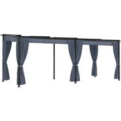 VidaXL Tonnelle Avec Rideaux 3x6 M Anthracite Acier - Anthracite
