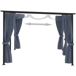 VidaXL Tonnelle Avec Rideaux 3x6 M Anthracite Acier - Anthracite -Tente de réception Soldes 19287672 3