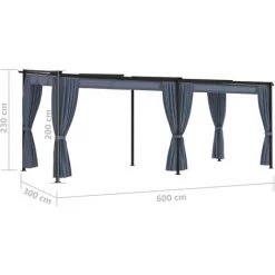 VidaXL Tonnelle Avec Rideaux 3x6 M Anthracite Acier - Anthracite -Tente de réception Soldes 19287672 4
