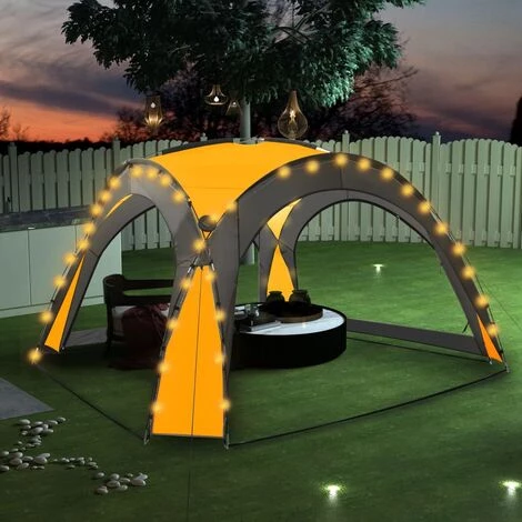 VidaXL Tente De Réception Avec LED Et 4 Parois 3,6x3,6x2,3 M Jaune - Jaune 3 VidaXL Tente De Réception Avec LED Et 4 Parois 3,6x3,6x2,3 M Jaune - Jaune