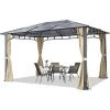 INTENT24.FR Tonnelle De Jardin 3x4 M Structure Aluminium Toit Polycarbonate épaisseur Env. 8 Mm Pavillon De Jardin 4 Rideaux Couleur Champagne Inclus - Champagne