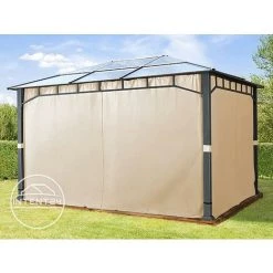 INTENT24.FR Tonnelle De Jardin 3x4 M Structure Aluminium Toit Polycarbonate épaisseur Env. 8 Mm Pavillon De Jardin 4 Rideaux Couleur Champagne Inclus - Champagne 8 INTENT24.FR Tonnelle De Jardin 3x4 M Structure Aluminium Toit Polycarbonate épaisseur Env. 8 Mm Pavillon De Jardin 4 Rideaux Couleur Champagne Inclus - Champagne -Tente de réception Soldes 19330118 3