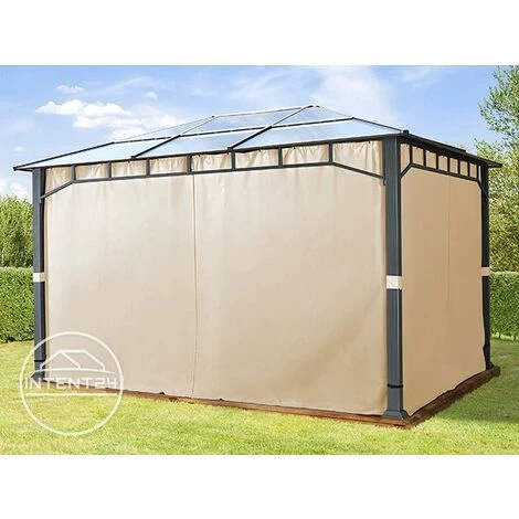 INTENT24.FR Tonnelle De Jardin 3x4 M Structure Aluminium Toit Polycarbonate épaisseur Env. 8 Mm Pavillon De Jardin 4 Rideaux Couleur Champagne Inclus - Champagne 4 INTENT24.FR Tonnelle De Jardin 3x4 M Structure Aluminium Toit Polycarbonate épaisseur Env. 8 Mm Pavillon De Jardin 4 Rideaux Couleur Champagne Inclus - Champagne - Image 3