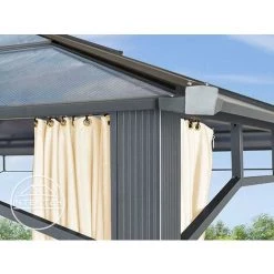 INTENT24.FR Tonnelle De Jardin 3x4 M Structure Aluminium Toit Polycarbonate épaisseur Env. 8 Mm Pavillon De Jardin 4 Rideaux Couleur Champagne Inclus - Champagne 9 INTENT24.FR Tonnelle De Jardin 3x4 M Structure Aluminium Toit Polycarbonate épaisseur Env. 8 Mm Pavillon De Jardin 4 Rideaux Couleur Champagne Inclus - Champagne -Tente de réception Soldes 19330118 4