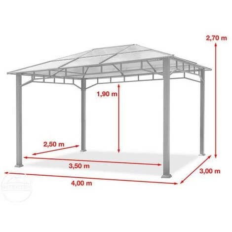 INTENT24.FR Tonnelle De Jardin 3x4 M Structure Aluminium Toit Polycarbonate épaisseur Env. 8 Mm Pavillon De Jardin 4 Rideaux Couleur Champagne Inclus - Champagne 6 INTENT24.FR Tonnelle De Jardin 3x4 M Structure Aluminium Toit Polycarbonate épaisseur Env. 8 Mm Pavillon De Jardin 4 Rideaux Couleur Champagne Inclus - Champagne - Image 5