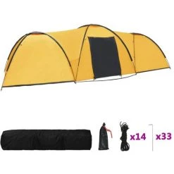 VidaXL Tente Igloo De Camping 650x240x190 Cm 8 Personnes Jaune - Jaune -Tente de réception Soldes 19519050 2