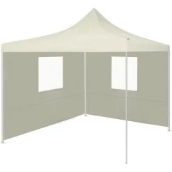 YOUTHUP Tente De Réception Pliable Avec 2 Parois 2x2 M Acier Crème