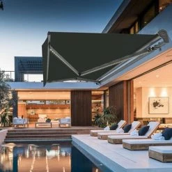 RED DECO Store Banne Motorisé LED 3x2.5m VEGAS Gris Aluminium Avec Télécommande - Gris -Tente de réception Soldes 19649013 2