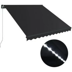 ASUPERMALL Auvent Manuel Retractable Avec LED 300x250 Cm Anthracite