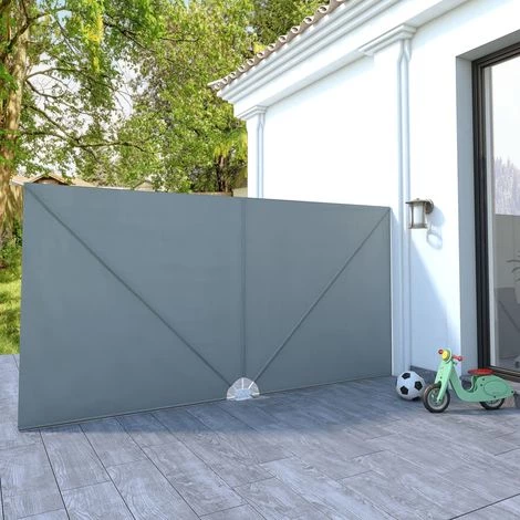 ASUPERMALL Auvent Lateral Pliable De Terrasse Gris 400 X 200 Cm 3 ASUPERMALL Auvent Lateral Pliable De Terrasse Gris 400 X 200 Cm