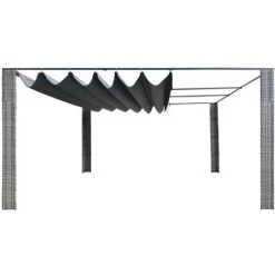 ASUPERMALL Tonnelle Avec Toit Coulissant 400x400x200 Cm Gris / Anthracite -Tente de réception Soldes 19682121 3