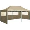 ASUPERMALL Tente De Reception Pliable Avec 4 Parois 3x6 M Acier Creme -Tente de réception Soldes 19682798 1