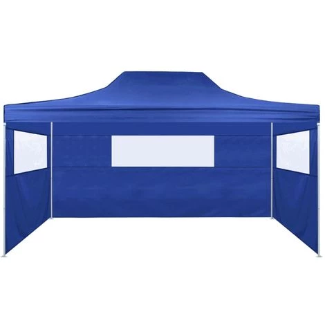 ASUPERMALL Tente De Reception Pliable Avec 3 Parois 3x4 M Acier Bleu 6 ASUPERMALL Tente De Reception Pliable Avec 3 Parois 3x4 M Acier Bleu – Image 4