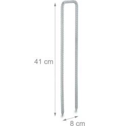 Relaxdays Lot De 8 Ancres De Terre, Sardines De Sol Pour Toiles, Tentes, Forme En U, Solide, Acier Zingué, 41 X 8 X 1 Cm -Tente de réception Soldes 19708866 5