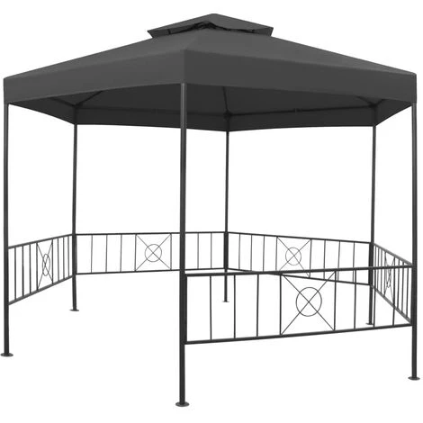 VidaXL Belvédère De Jardin 323x275x265 Cm Anthracite - Anthracite 4 VidaXL Belvédère De Jardin 323x275x265 Cm Anthracite - Anthracite – Image 2